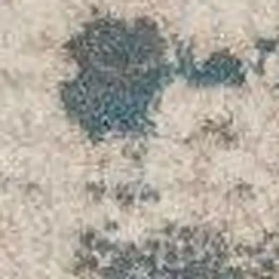 Ivory and Teal Blue Abstract Area Rug Photo 4