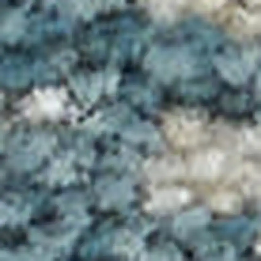 Ivory and Teal Blue Abstract Area Rug Photo 5