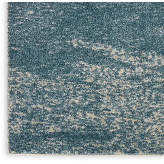 Ivory and Teal Blue Abstract Non Skid Area Rug Photo 7