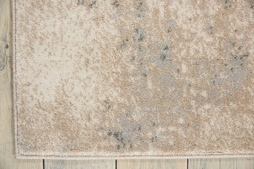 Ivory and Teal Blue Abstract Non Skid Area Rug Photo 4