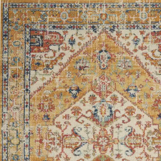 Yellow And Ivory Medallion Area Rug Photo 1