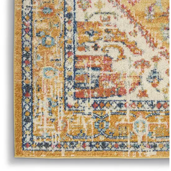 Yellow And Ivory Medallion Area Rug Photo 8
