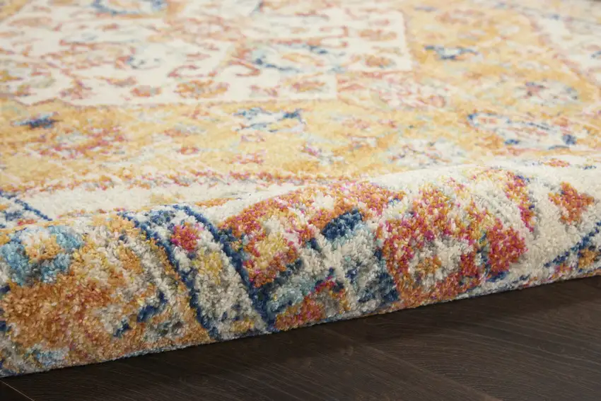 Yellow And Ivory Medallion Area Rug Photo 9