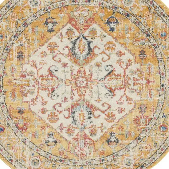 Ivory and Yellow Center Medallion Area Rug Photo 8