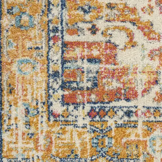 Ivory and Yellow Center Medallion Area Rug Photo 5