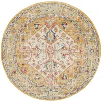 Photo of Ivory and Yellow Center Medallion Area Rug