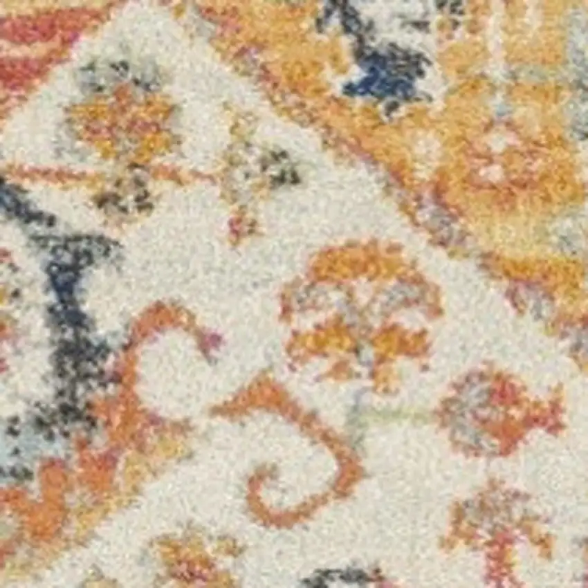 5' Yellow And Ivory Floral Medallion Round Rug Photo 3