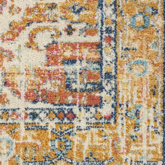 Yellow And Ivory Medallion Area Rug Photo 3