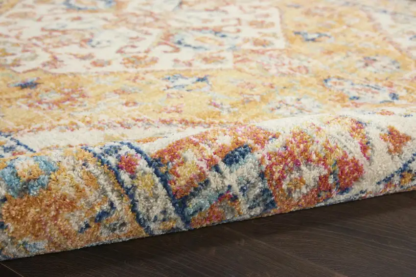 Yellow And Ivory Medallion Area Rug Photo 7