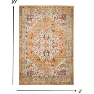 Photo of Ivory and Yellow Center Medallion Area Rug