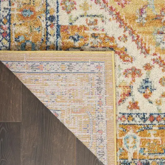 Yellow And Ivory Medallion Area Rug Photo 9
