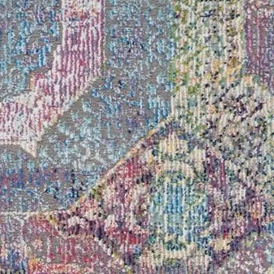 Ivory and Yellow Floral Medallion Distressed Non Skid Area Rug Photo 3