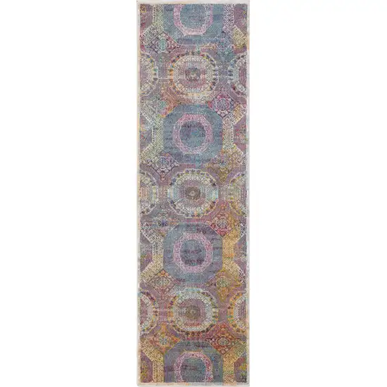 Ivory and Yellow Floral Medallion Distressed Non Skid Area Rug Photo 6