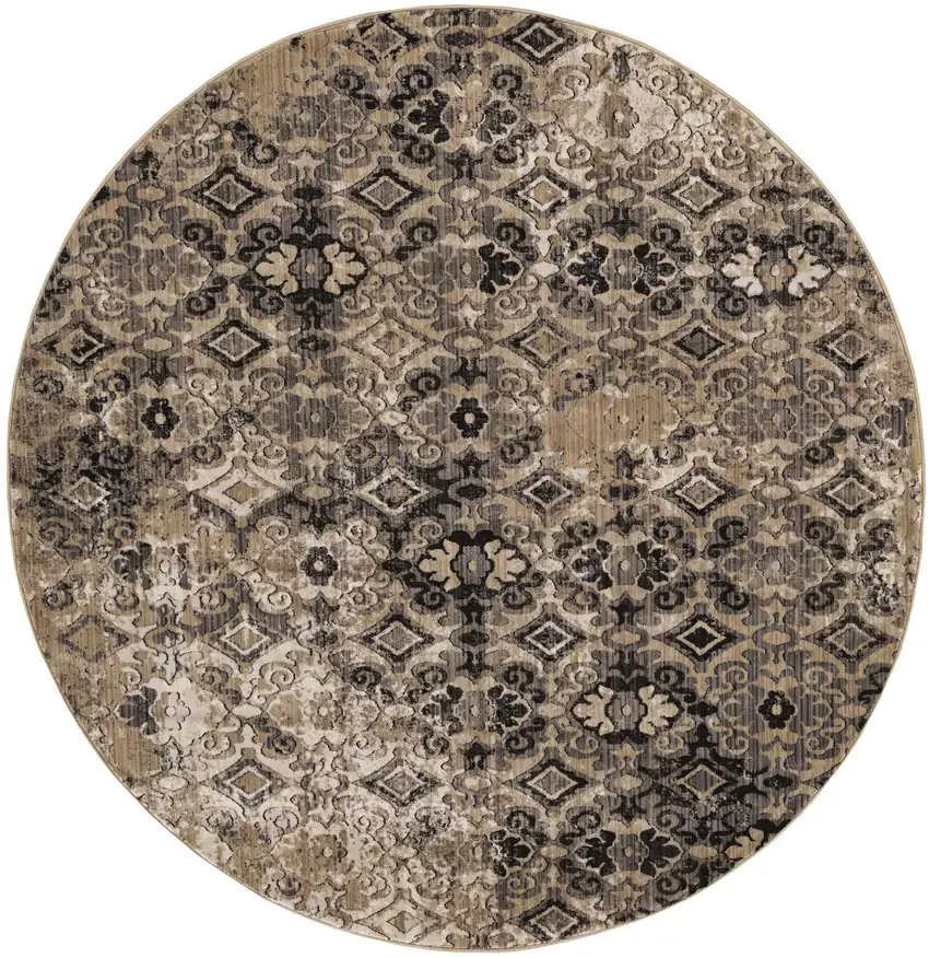 Ivory or Beige Antique Pattern Runner Rug Photo 2