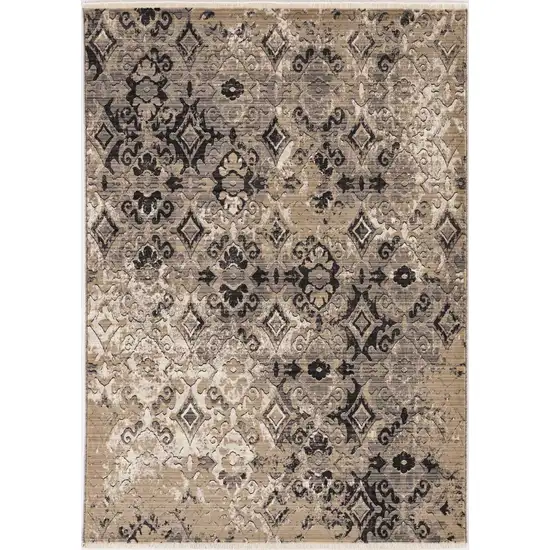 Ivory or Beige Antique Pattern Runner Rug Photo 3