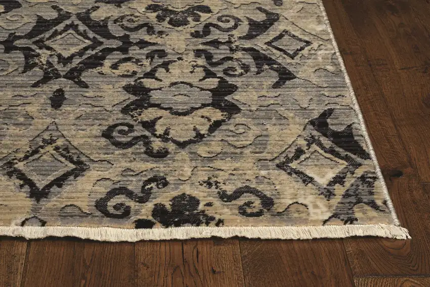Ivory or Beige Antique Pattern Runner Rug Photo 1