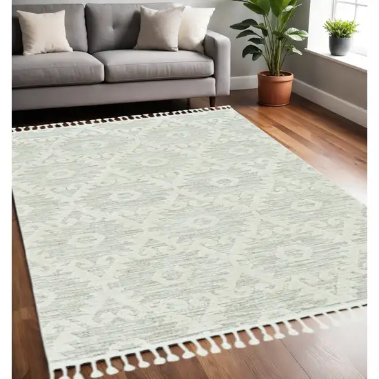 Beige and Ivory Geometric Area Rug Photo 1