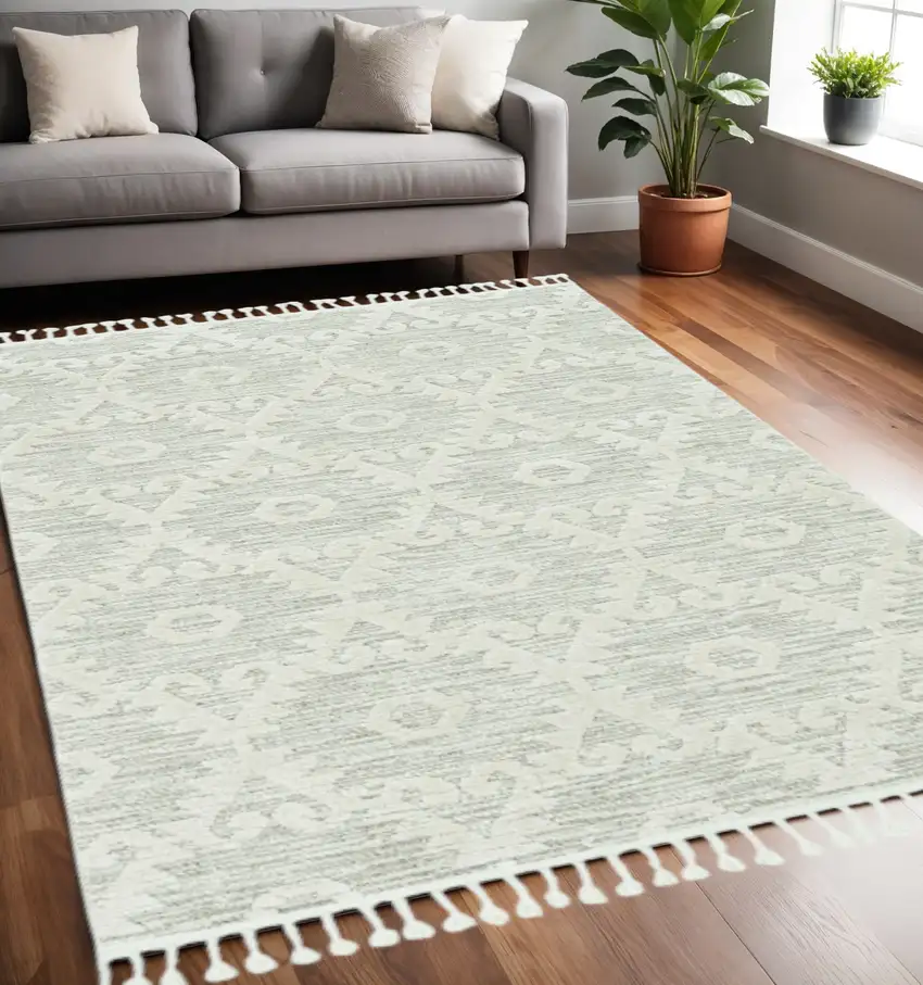 Beige and Ivory Geometric Area Rug Photo 1