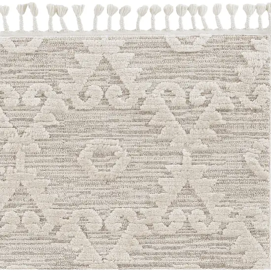 Beige and Ivory Geometric Area Rug Photo 5