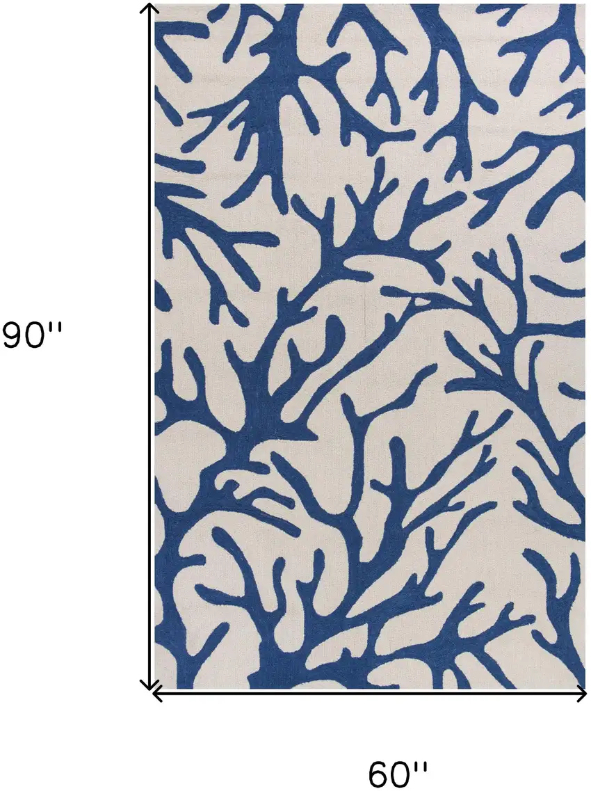 Ivory Or Blue Coral Indoor Area Rug Photo 3