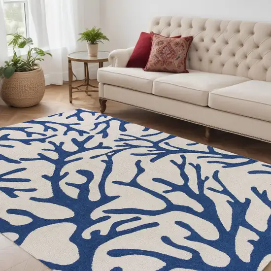 Ivory Or Blue Coral Indoor Area Rug Photo 1
