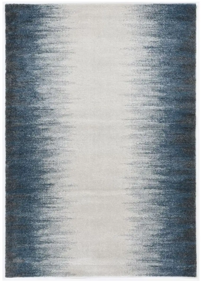 Ivory Or Blue Gradient Bordered Indoor Area Rug Photo 1