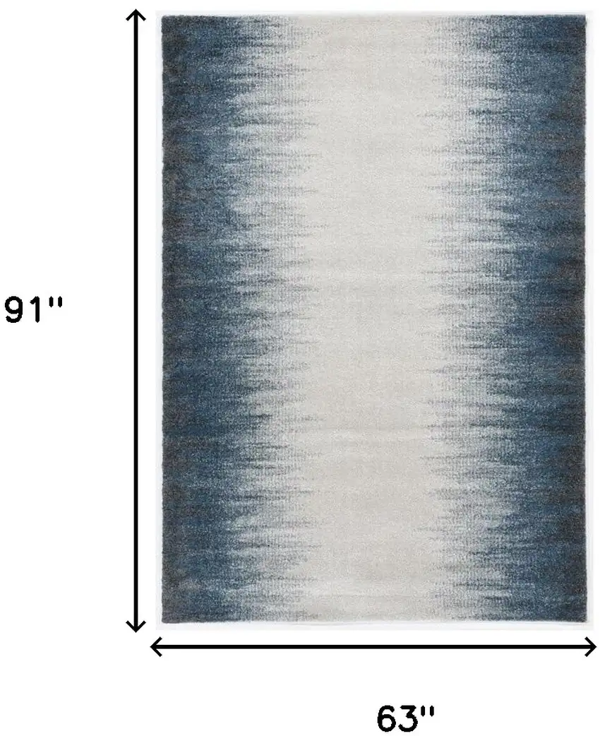 Ivory Or Blue Gradient Bordered Indoor Area Rug Photo 3