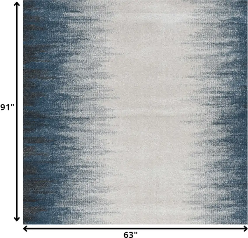 Ivory or Blue Gradient Bordered Indoor Area Rug Photo 2