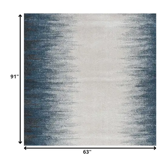 Ivory or Blue Gradient Bordered Indoor Area Rug Photo 2