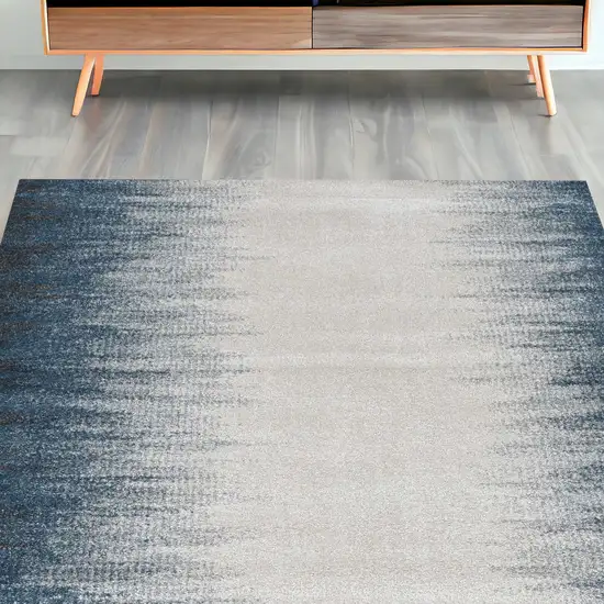 Ivory Or Blue Gradient Bordered Indoor Area Rug Photo 1