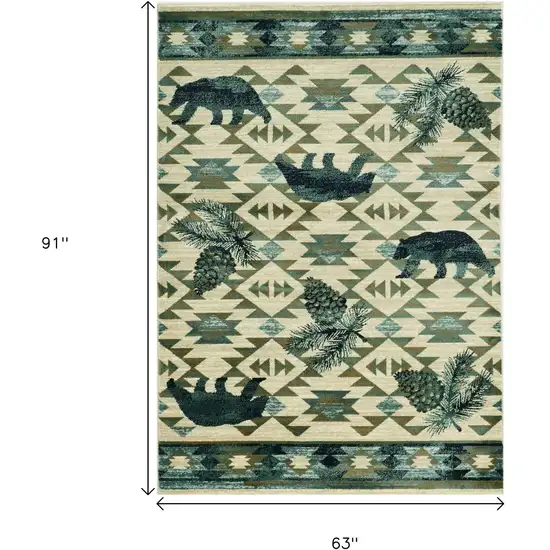 Ivory And Blue Southwestern Area Rug Photo 3