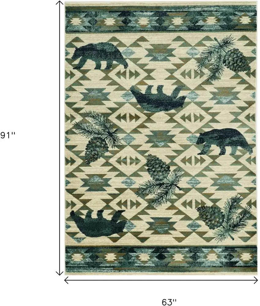 Ivory And Blue Southwestern Area Rug Photo 3