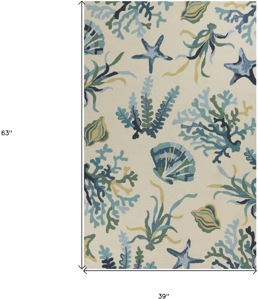 Ivory Or Blue Ocean Uv Treated Area Rug Photo 3