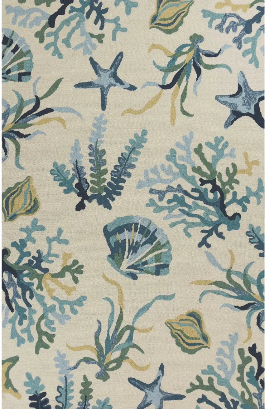 Ivory Or Blue Ocean Uv Treated Area Rug Photo 2