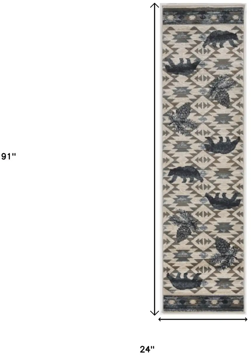 2' X 7' Ivory Or Blue Polypropylene Runner Rug Photo 4