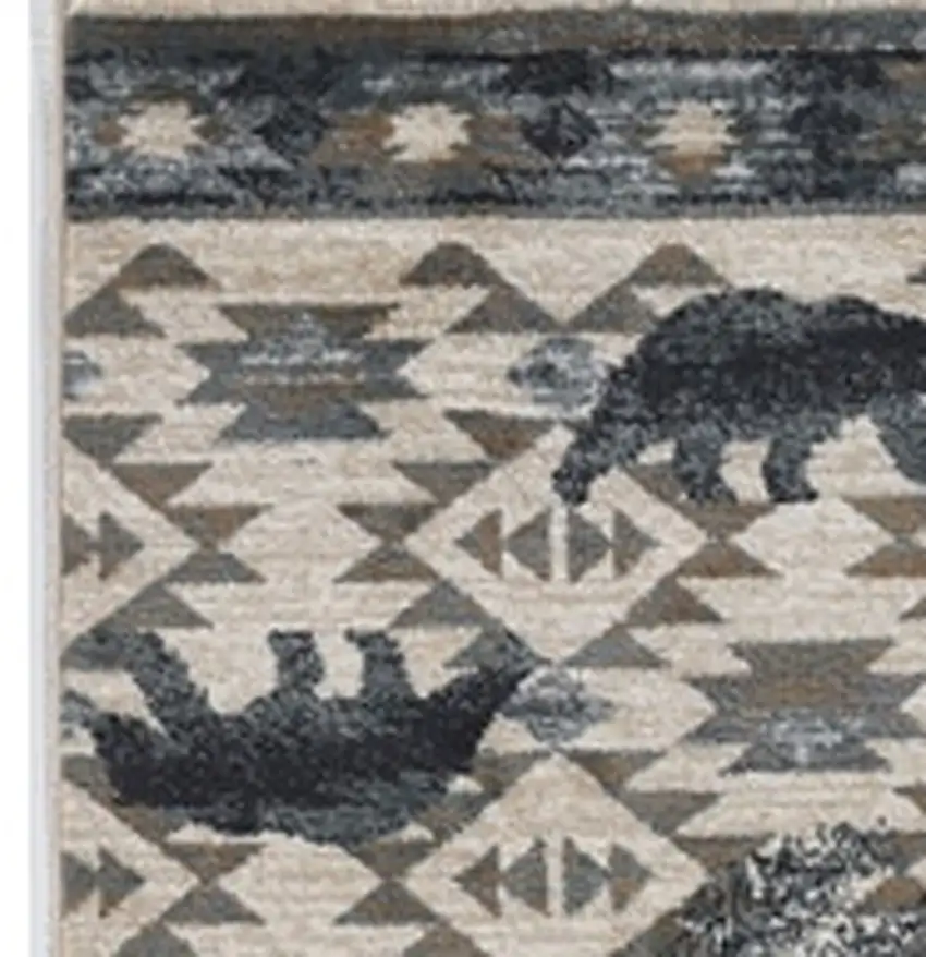 Ivory or Blue Polypropylene Runner Rug Photo 5