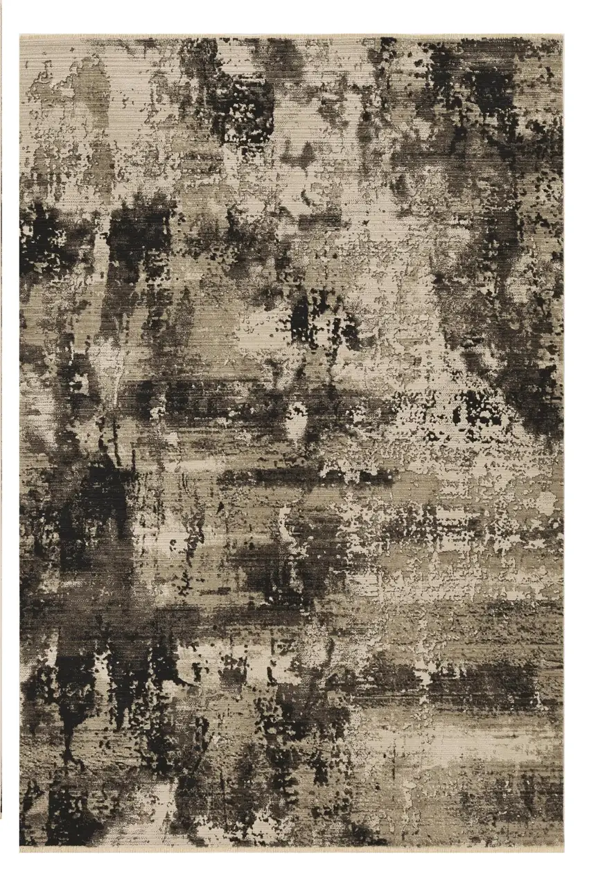 Ivory Or Charcoal Abstract Area Rug Photo 2