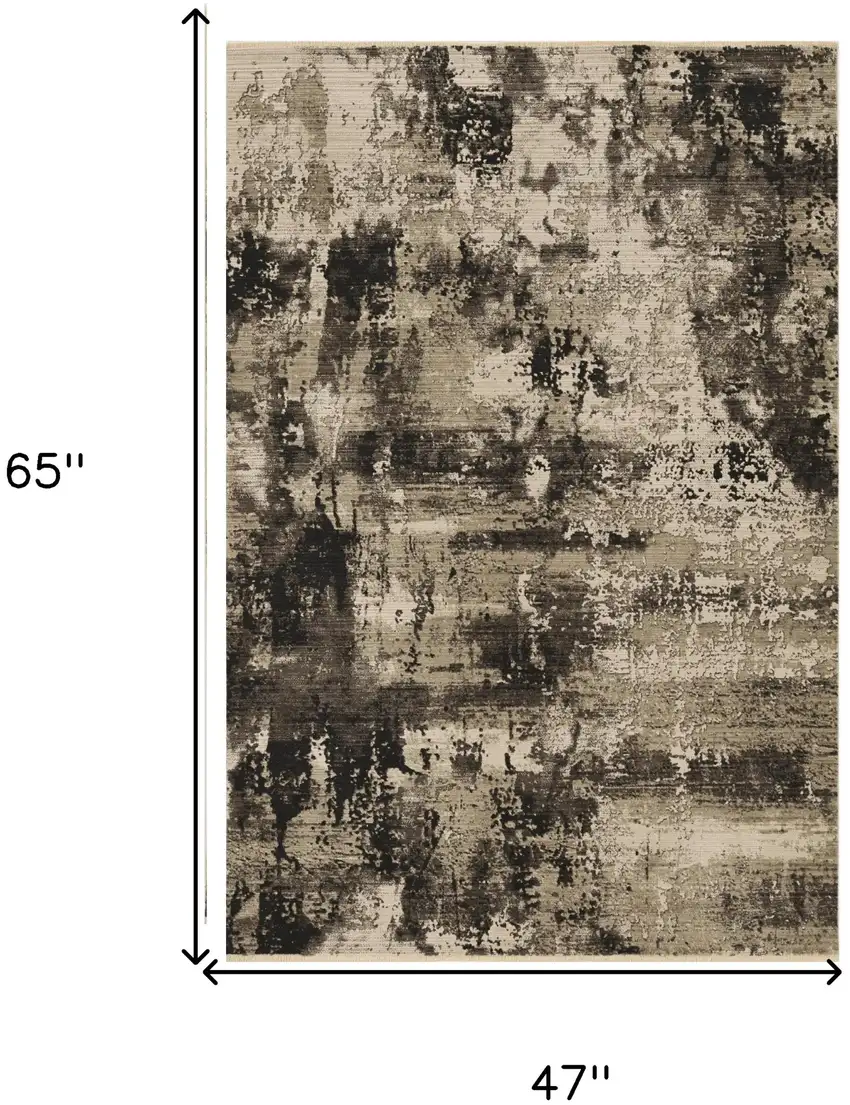 Ivory Or Charcoal Abstract Area Rug Photo 3