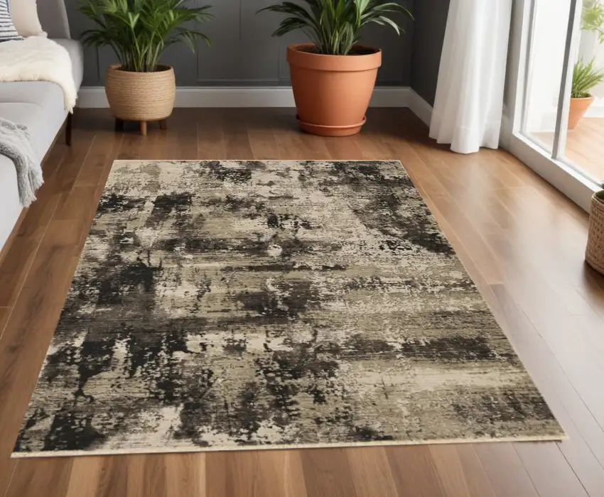 Ivory Or Charcoal Abstract Area Rug Photo 1