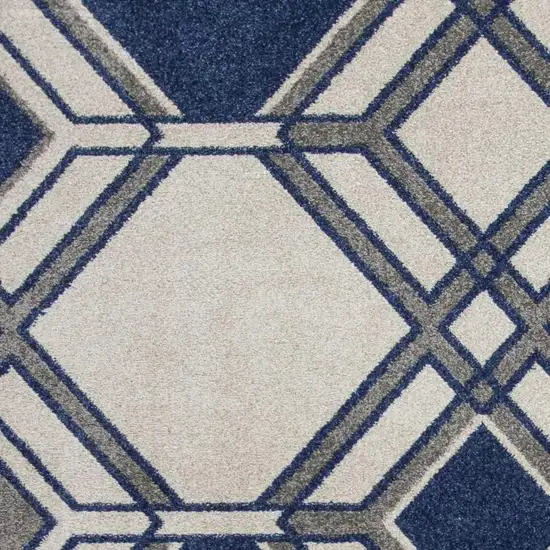Blue Ivory And Gray Geometric Area Rug Photo 5