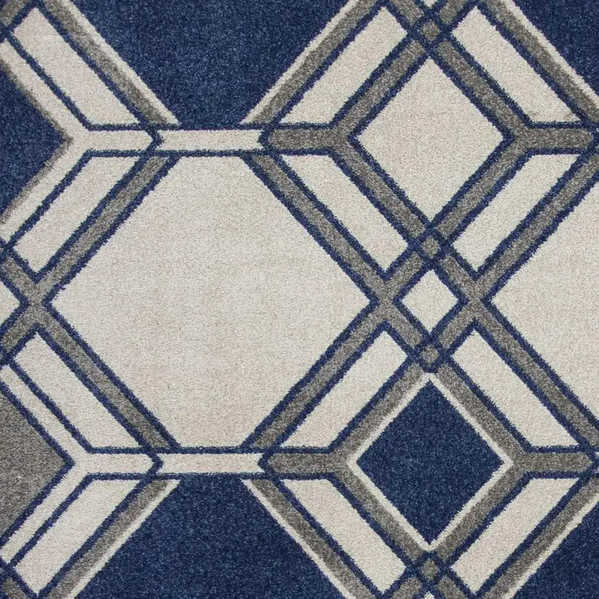Blue Ivory And Gray Geometric Area Rug Photo 6