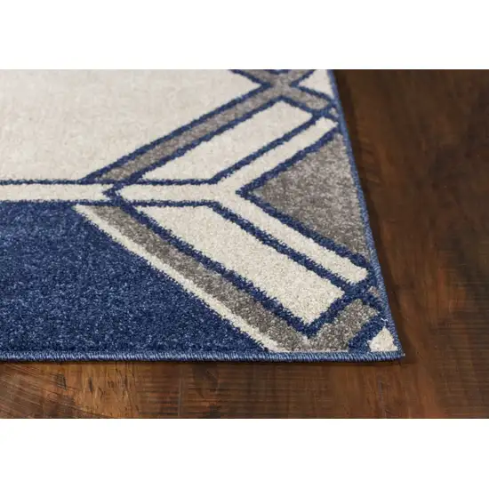Blue Ivory And Gray Geometric Area Rug Photo 7