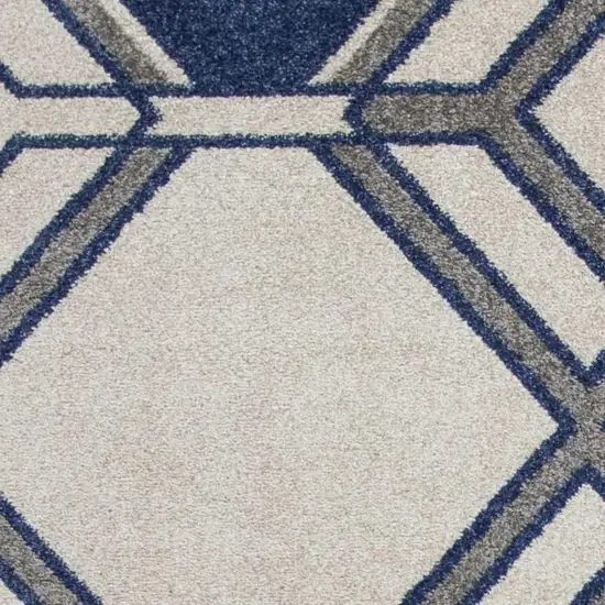 Blue Ivory And Gray Geometric Area Rug Photo 8
