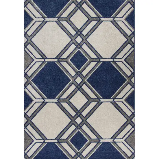 Blue Ivory And Gray Geometric Area Rug Photo 2