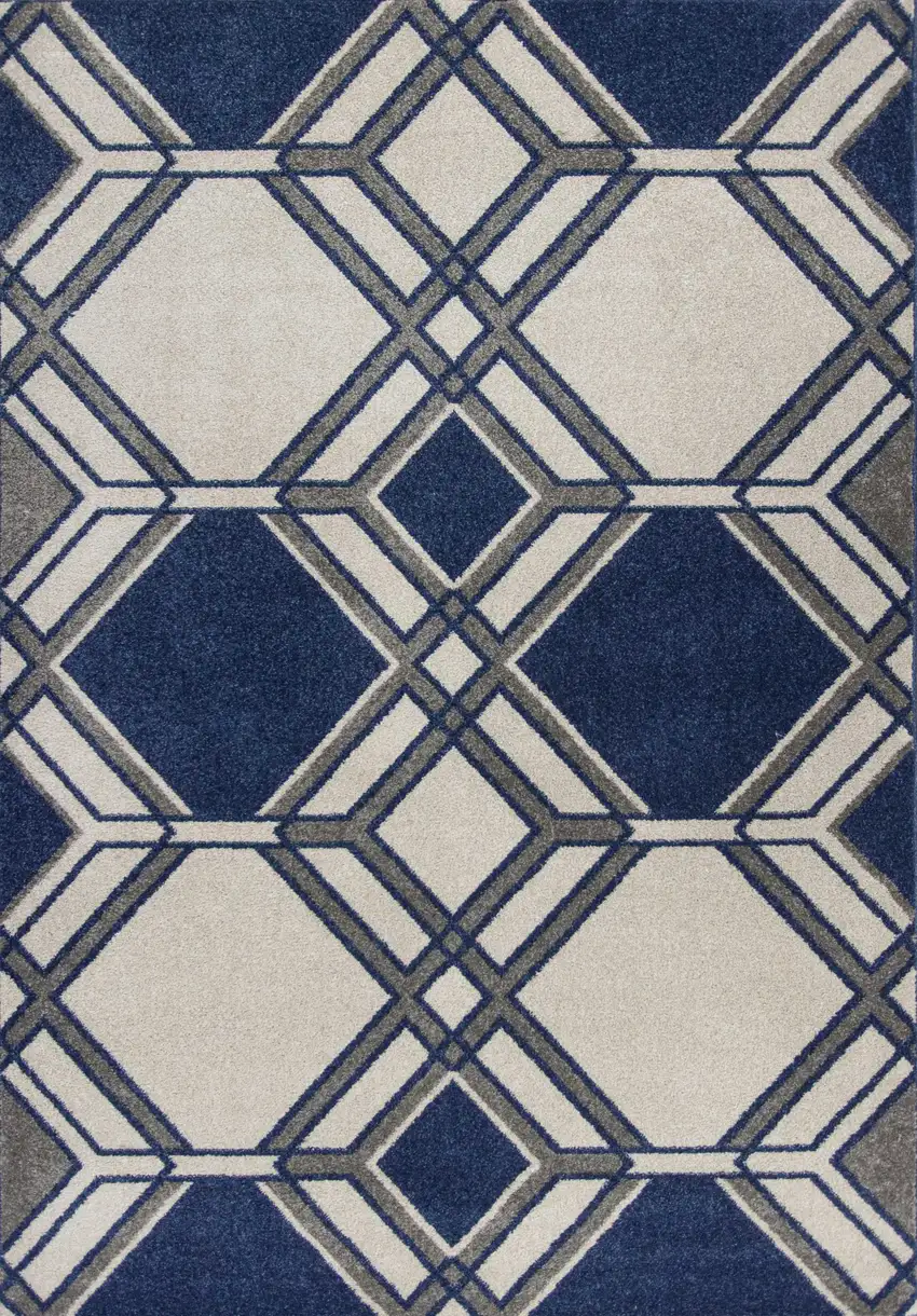 Ivory Or Denim Geometric Hexagon Uv Treated Accent Rug Photo 2
