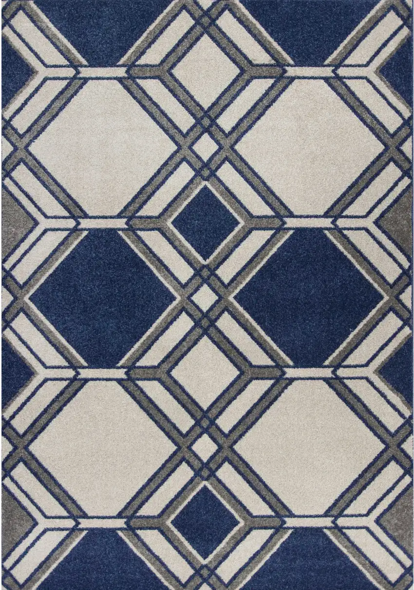 Ivory Or Denim Geometric Hexagon Uv Treated Accent Rug Photo 2