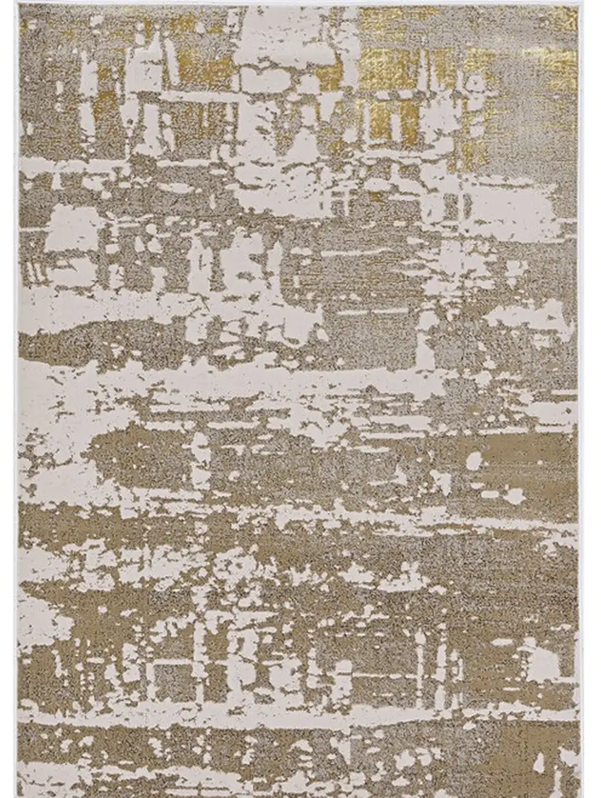 Ivory Or Gold Abstract Area Rug Photo 2