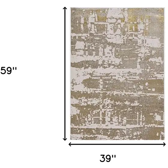 Ivory Or Gold Abstract Area Rug Photo 3