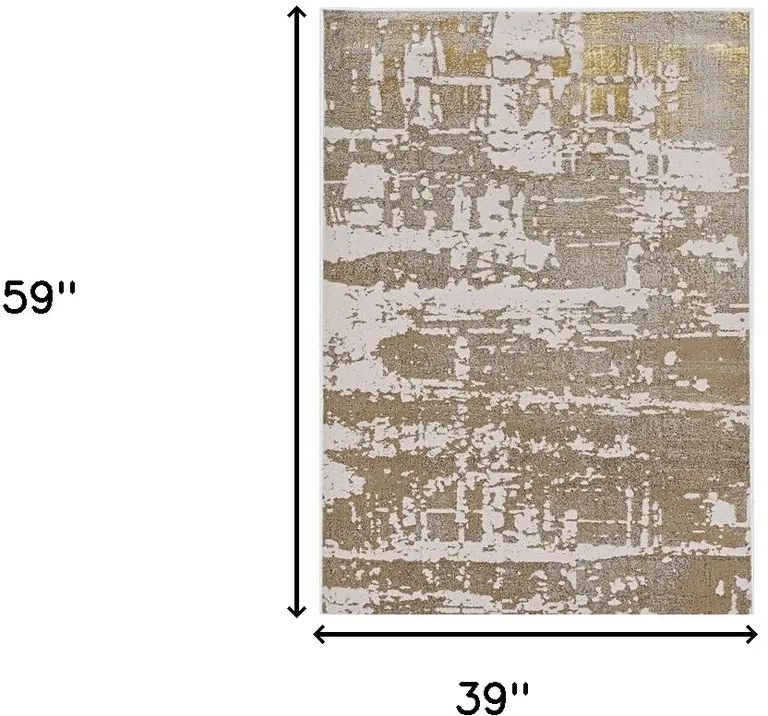 Ivory or Gold Abstract Area Rug Photo 1