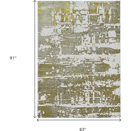 Ivory And Gold Abstract Area Rug Photo 3